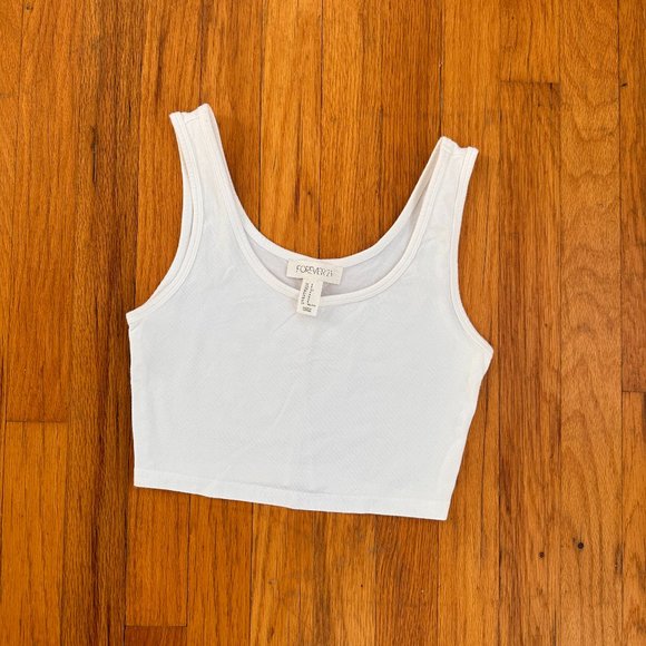 Forever21 White Crop Tank Top - Picture 1 of 3
